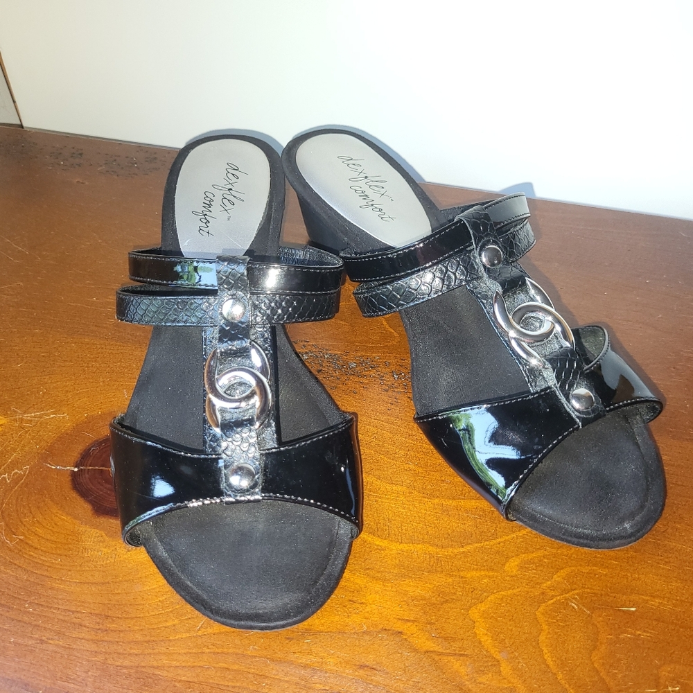 Dexter Black Women's Sandals with Silver Accents